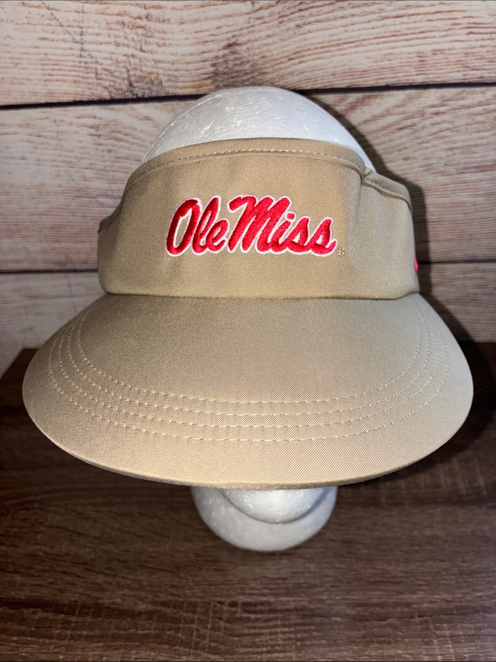 NWT Ole Miss Khaki Visor with Red Logo